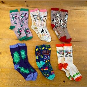 ‘Blue Q’ Set of 6 Humorous Ankle Socks, one size
